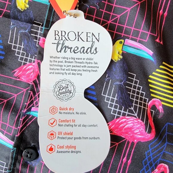 BROKEN THREADS ADDICTED TO SUMMER UV SHIELD MENS SURF BUTTON UP SIZE SMALL - Picture 5 of 11